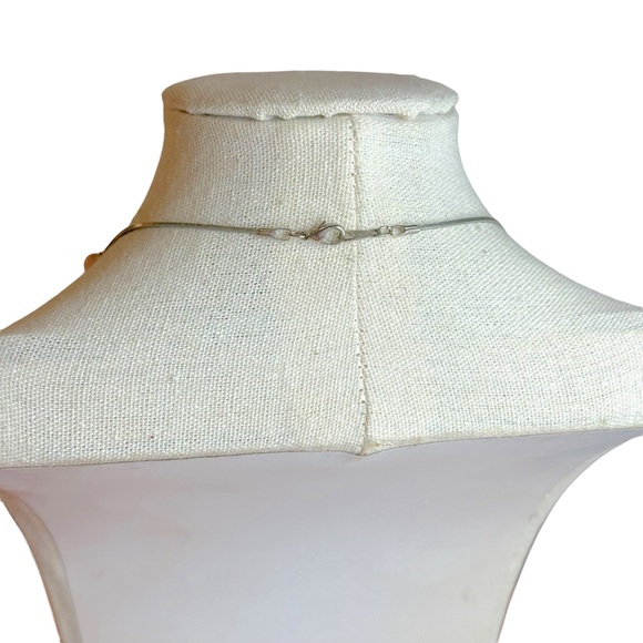 Vintage Baby Pink Cats Eye Beaded Silver Tone Necklace - Picture 4 of 5